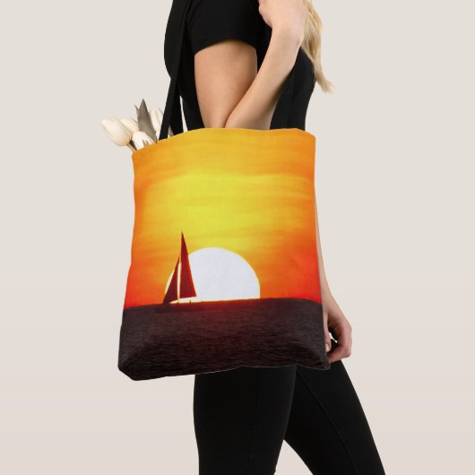 Zeilboot op Sunset Tote Bag (Dichtbij)