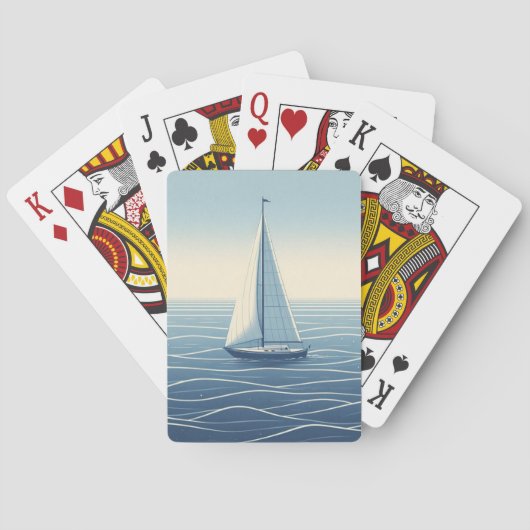 Zeilboot op volle zee pokerkaarten (Achterkant)
