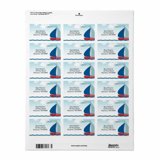 Zeilboot op water Het is een jongen, een Baby show Etiket (Full Sheet)