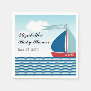 Zeilboot op water Het is een jongen Nautische baby Servetten