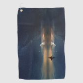 Zeilboot op water met sterren aan de hemel Handdoe Golfhanddoek (Voorkant)
