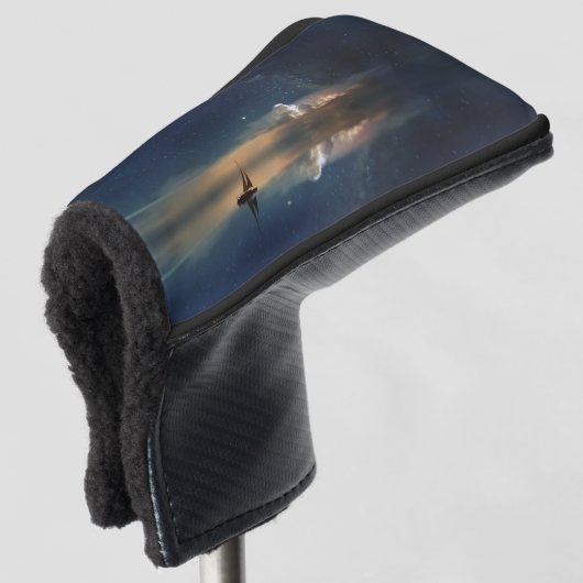 Zeilboot op water met sterren in de lucht Putter Golfheadcover (3/4 voorkant)