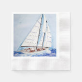 zeilboot op waterverf met hoge zeeen servetten (Voorkant)