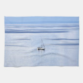 Zeilboot op zee, Nautisch, blauw waterhemel Theedoek (Horizontaal)