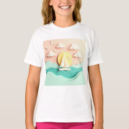 Zeilboot op zee t-shirt