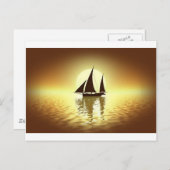 Zeilboot op zonsondergang briefkaart (Voorkant / Achterkant)