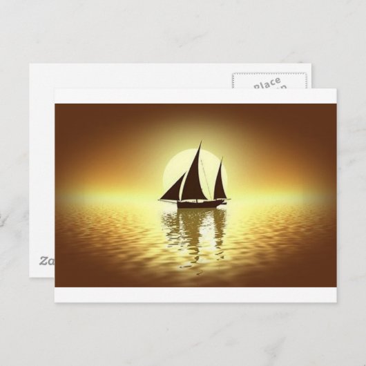 Zeilboot op zonsondergang briefkaart (Voorkant / Achterkant)