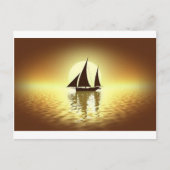 Zeilboot op zonsondergang briefkaart (Voorkant)