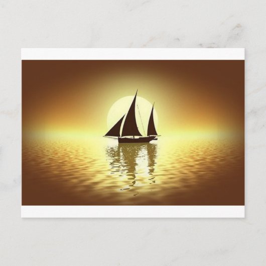 Zeilboot op zonsondergang briefkaart (Voorkant)