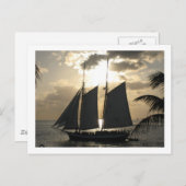 Zeilboot op zonsondergang briefkaart (Voorkant / Achterkant)