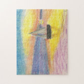 Zeilboot op zonsondergang legpuzzel (Verticaal)