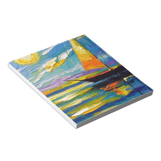 Zeilboot op zonsondergang notitieblok (Schuin)