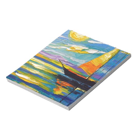 Zeilboot op zonsondergang notitieblok (Linkerzijde)