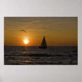 Zeilboot op zonsondergang poster (Voorkant)