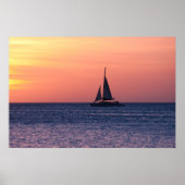 Zeilboot op zonsondergang poster (Voorkant)