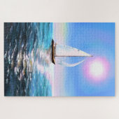 Zeilboot op zonsopgang - Tekening Legpuzzel (Horizontaal)