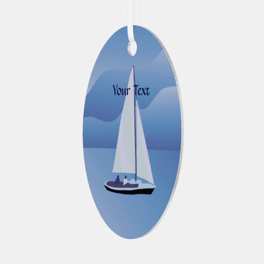 Zeilboot Oval Metaal Ornament (Voorkant links)