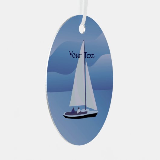 Zeilboot Oval Metaal Ornament (Voorkant Rechts)