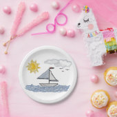 Zeilboot Papieren Bordje (Feest)
