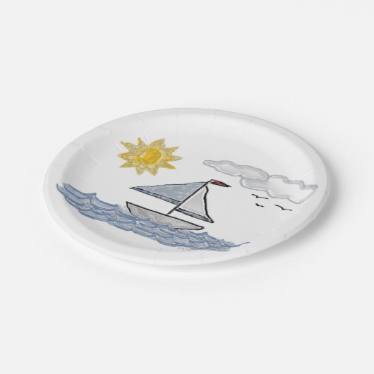 Zeilboot Papieren Bordje (Gekanteld)