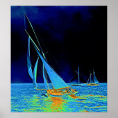 Zeilboot Papoose 1887 gekleurd Poster (Voorkant)