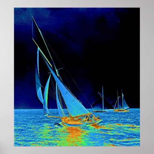 Zeilboot Papoose 1887 gekleurd Poster (Voorkant)