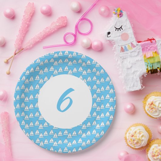 Zeilboot Party Zesde Verjaardag Papieren Bordje (Feest)