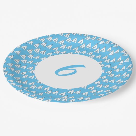 Zeilboot Party Zesde Verjaardag Papieren Bordje (Gekanteld)