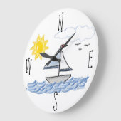 Zeilboot Pastels Grote Klok (Hoek)