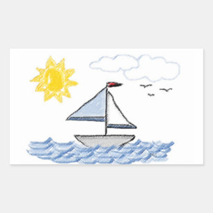 Zeilboot Pastels Rechthoekige Sticker