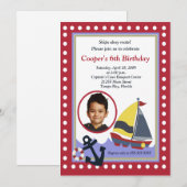 Zeilboot PHOTO Nautical 5x7 Birthday Kaart (Voorkant / Achterkant)