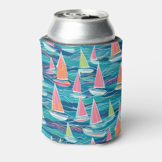 Zeilboot Preppy Bach Beach / Pool Party Coozie (Blikje Achterkant)