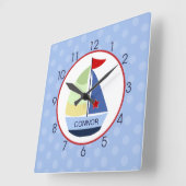 Zeilboot Red, marine, Light Blue Wall klok (Hoek)