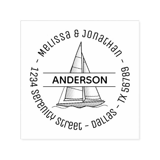 Zeilboot Ronde 2 Zelfinktende Stempel (Design)