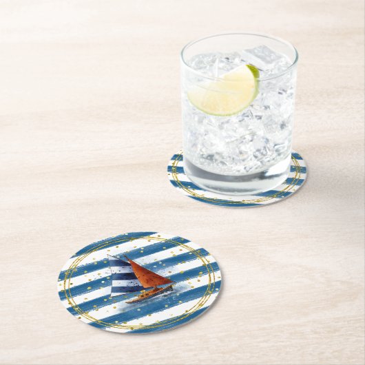 Zeilboot Ronde Kartonnen Onderzetter (Insitu)