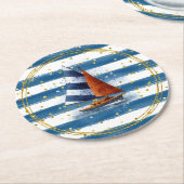 Zeilboot Ronde Kartonnen Onderzetter (Gebogen)