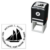 Zeilboot Ronde Retouradres Zelfinktende Stempel (In situ)
