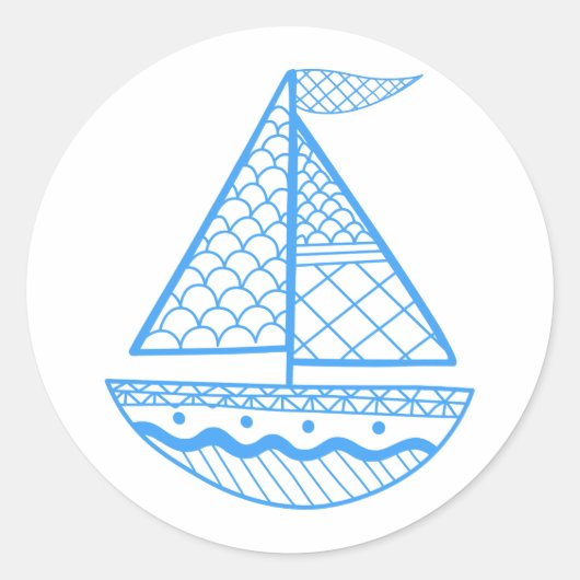 Zeilboot Ronde Sticker (Voorkant)