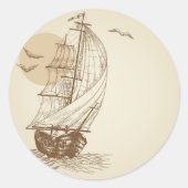 zeilboot ronde sticker (Voorkant)