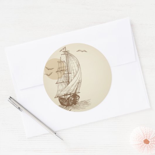 zeilboot ronde sticker (Envelop)
