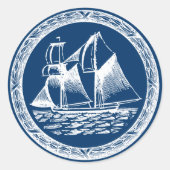 Zeilboot Ronde Sticker (Voorkant)