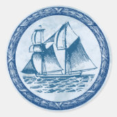 Zeilboot Ronde Sticker (Voorkant)