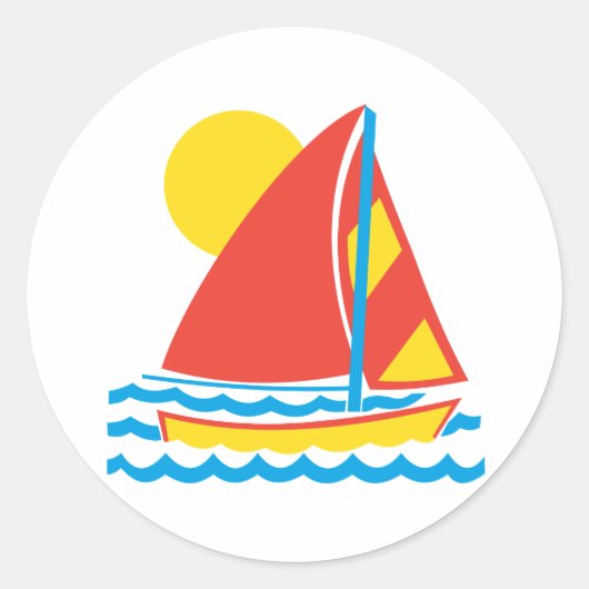 zeilboot ronde sticker (Voorkant)