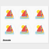 zeilboot ronde sticker (Vel)