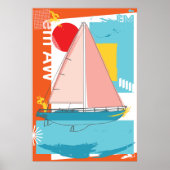 Zeilboot roze poster (Voorkant)
