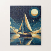 Zeilboot 's nachts legpuzzel (Verticaal)