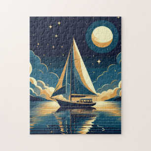 Zeilboot 's nachts legpuzzel