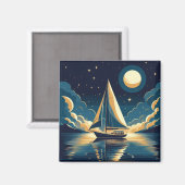 Zeilboot 's nachts magneet (Voorkant / Achterkant)