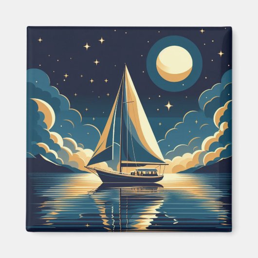 Zeilboot 's nachts magneet (Voorkant)