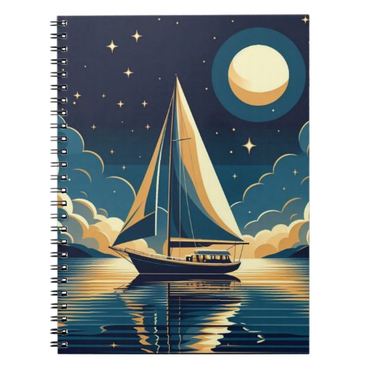 Zeilboot 's nachts notitieboek (Voorkant)